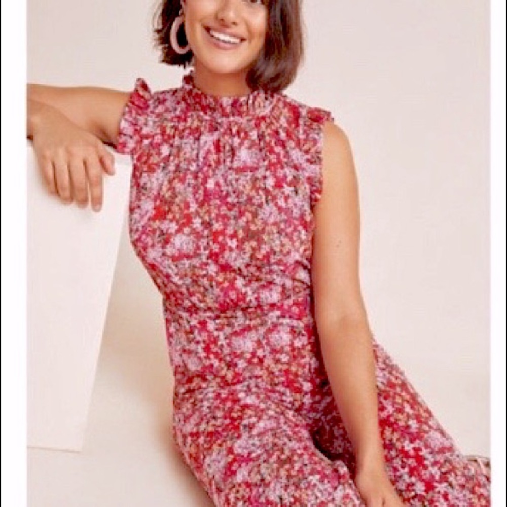 ALI + Jay for Anthropologie Red Floral Troubadour Jumpsuit Size Small